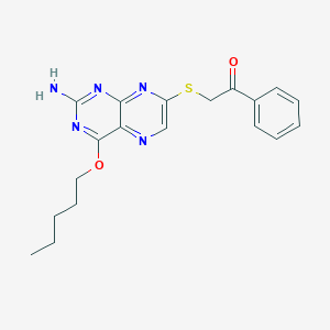 molecular formula C19H21N5O2S B371985 2-{[2-Amino-4-(pentyloxy)-7-pteridinyl]sulfanyl}-1-phenylethanone 