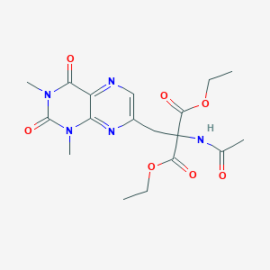 molecular formula C18H23N5O7 B371996 Diethyl 2-(acetylamino)-2-[(1,3-dimethyl-2,4-dioxo-1,2,3,4-tetrahydro-7-pteridinyl)methyl]malonate 