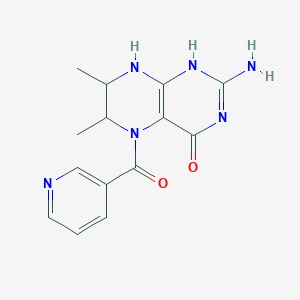 molecular formula C14H16N6O2 B372007 2-amino-6,7-dimethyl-5-(pyridine-3-carbonyl)-1,6,7,8-tetrahydropteridin-4-one 