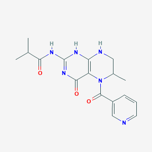 molecular formula C17H20N6O3 B372008 2-methyl-N-[6-methyl-4-oxo-5-(pyridine-3-carbonyl)-1,6,7,8-tetrahydropteridin-2-yl]propanamide 
