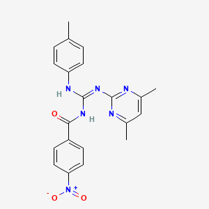 molecular formula C21H20N6O3 B3720088 N-[(E)-[(4,6-DIMETHYLPYRIMIDIN-2-YL)AMINO][(4-METHYLPHENYL)AMINO]METHYLIDENE]-4-NITROBENZAMIDE 