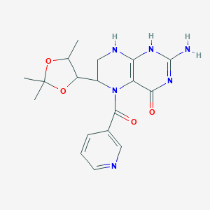 molecular formula C18H22N6O4 B372011 2-amino-5-(pyridine-3-carbonyl)-6-(2,2,5-trimethyl-1,3-dioxolan-4-yl)-1,6,7,8-tetrahydropteridin-4-one 