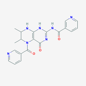 molecular formula C20H19N7O3 B372013 N-[6,7-dimethyl-4-oxo-5-(pyridine-3-carbonyl)-1,6,7,8-tetrahydropteridin-2-yl]pyridine-3-carboxamide 