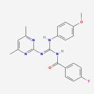 molecular formula C21H20FN5O2 B3720136 N-[(Z)-[(4,6-DIMETHYLPYRIMIDIN-2-YL)AMINO][(4-METHOXYPHENYL)AMINO]METHYLIDENE]-4-FLUOROBENZAMIDE 