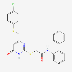molecular formula C25H20ClN3O2S2 B3720163 N-{[1,1'-BIPHENYL]-2-YL}-2-[(4-{[(4-CHLOROPHENYL)SULFANYL]METHYL}-6-OXO-1,6-DIHYDROPYRIMIDIN-2-YL)SULFANYL]ACETAMIDE 