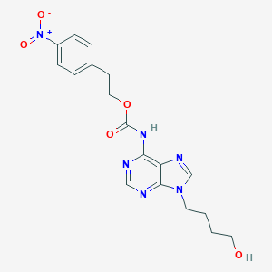 molecular formula C18H20N6O5 B372019 2-{4-nitrophenyl}ethyl 9-(4-hydroxybutyl)-9H-purin-6-ylcarbamate 