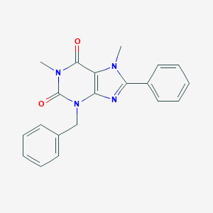 molecular formula C20H18N4O2 B372022 3-benzyl-1,7-dimethyl-8-phenyl-3,7-dihydro-1H-purine-2,6-dione 