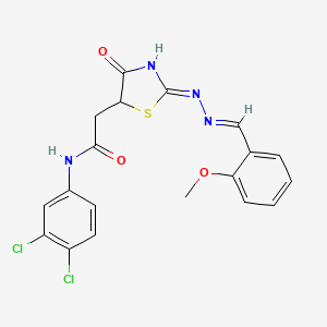 molecular formula C19H16Cl2N4O3S B3720264 N-(3,4-dichlorophenyl)-2-[(2Z)-2-[(E)-(2-methoxyphenyl)methylidenehydrazinylidene]-4-oxo-1,3-thiazolidin-5-yl]acetamide 