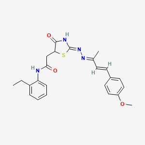 molecular formula C24H26N4O3S B3720318 N-(2-ethylphenyl)-2-[(2Z)-4-hydroxy-2-{(2E)-[(3E)-4-(4-methoxyphenyl)but-3-en-2-ylidene]hydrazinylidene}-2,5-dihydro-1,3-thiazol-5-yl]acetamide 
