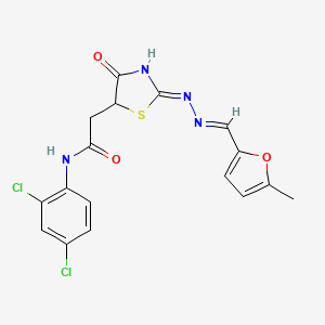 molecular formula C17H14Cl2N4O3S B3720337 N-(2,4-dichlorophenyl)-2-[(2Z)-2-[(E)-(5-methylfuran-2-yl)methylidenehydrazinylidene]-4-oxo-1,3-thiazolidin-5-yl]acetamide 