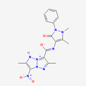 molecular formula C18H18N8O4 B3720407 N-(1,5-dimethyl-3-oxo-2-phenylpyrazol-4-yl)-2,6-dimethyl-3-nitro-1H-triazolo[2,1-a]triazol-8-ium-7-carboximidate 