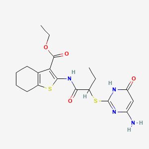 molecular formula C19H24N4O4S2 B3720410 ETHYL 2-{2-[(6-AMINO-4-OXO-1,4-DIHYDROPYRIMIDIN-2-YL)SULFANYL]BUTANAMIDO}-4,5,6,7-TETRAHYDRO-1-BENZOTHIOPHENE-3-CARBOXYLATE 
