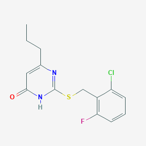 molecular formula C14H14ClFN2OS B3720733 2-[(2-chloro-6-fluorophenyl)methylsulfanyl]-4-propyl-1H-pyrimidin-6-one 