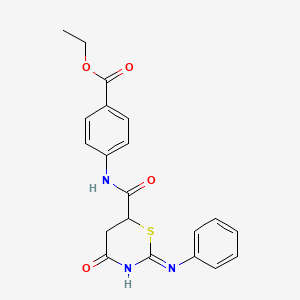 molecular formula C20H19N3O4S B3720826 ethyl 4-({[4-oxo-2-(phenylamino)-5,6-dihydro-4H-1,3-thiazin-6-yl]carbonyl}amino)benzoate 