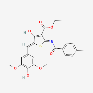 molecular formula C24H23NO7S B3720871 ETHYL (5Z)-5-[(4-HYDROXY-3,5-DIMETHOXYPHENYL)METHYLIDENE]-2-(4-METHYLBENZAMIDO)-4-OXO-4,5-DIHYDROTHIOPHENE-3-CARBOXYLATE 
