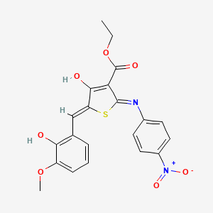 molecular formula C21H18N2O7S B3720911 ethyl (5Z)-5-(2-hydroxy-3-methoxybenzylidene)-2-[(4-nitrophenyl)amino]-4-oxo-4,5-dihydrothiophene-3-carboxylate 