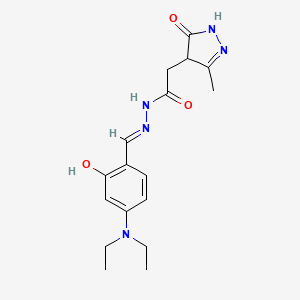 molecular formula C17H23N5O3 B3720947 N'-[(E)-[4-(DIETHYLAMINO)-2-HYDROXYPHENYL]METHYLIDENE]-2-(3-METHYL-5-OXO-4,5-DIHYDRO-1H-PYRAZOL-4-YL)ACETOHYDRAZIDE 