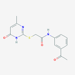 molecular formula C15H15N3O3S B3720956 N-(3-acetylphenyl)-2-[(4-hydroxy-6-methylpyrimidin-2-yl)sulfanyl]acetamide 