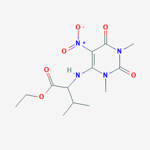 molecular formula C13H20N4O6 B372108 Ethyl 2-({5-nitro-1,3-dimethyl-2,6-dioxo-1,2,3,6-tetrahydro-4-pyrimidinyl}amino)-3-methylbutanoate 