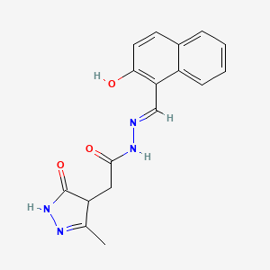 molecular formula C17H16N4O3 B3721100 N'-[(E)-(2-HYDROXYNAPHTHALEN-1-YL)METHYLIDENE]-2-(3-METHYL-5-OXO-4,5-DIHYDRO-1H-PYRAZOL-4-YL)ACETOHYDRAZIDE 