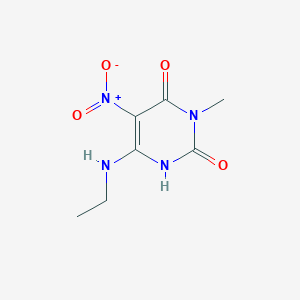 molecular formula C7H10N4O4 B372117 6-(ethylamino)-5-(nitro)-3-methylpyrimidine-2,4(1H,3H)-dione 