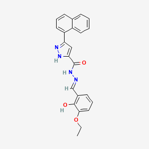 molecular formula C23H20N4O3 B3721223 N'-[(E)-(3-ethoxy-2-hydroxyphenyl)methylidene]-3-(naphthalen-1-yl)-1H-pyrazole-5-carbohydrazide 
