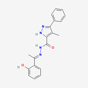 molecular formula C19H18N4O2 B3721233 N'-[(1E)-1-(2-hydroxyphenyl)ethylidene]-4-methyl-3-phenyl-1H-pyrazole-5-carbohydrazide 