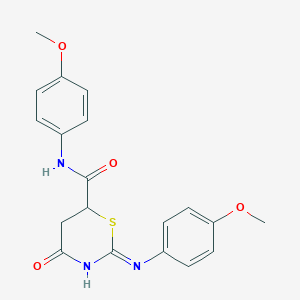 molecular formula C19H19N3O4S B3721389 N-(4-methoxyphenyl)-2-(4-methoxyphenyl)imino-4-oxo-1,3-thiazinane-6-carboxamide 
