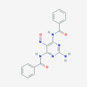 molecular formula C18H14N6O3 B372139 N-[2-amino-6-(benzoylamino)-5-nitrosopyrimidin-4-yl]benzamide 