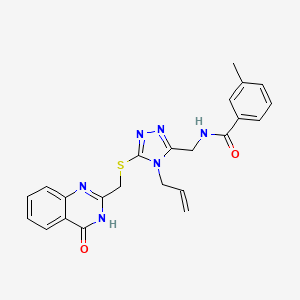 molecular formula C23H22N6O2S B3721505 3-methyl-N-{[5-{[(4-oxo-3,4-dihydroquinazolin-2-yl)methyl]sulfanyl}-4-(prop-2-en-1-yl)-4H-1,2,4-triazol-3-yl]methyl}benzamide 