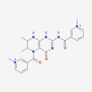 molecular formula C22H25N7O3+2 B372163 N-[6,7-dimethyl-5-(1-methylpyridin-1-ium-3-carbonyl)-4-oxo-1,6,7,8-tetrahydropteridin-2-yl]-1-methylpyridin-1-ium-3-carboxamide 
