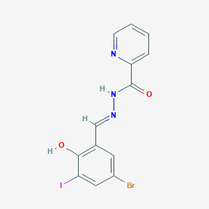 molecular formula C13H9BrIN3O2 B3721762 N'-[(E)-(5-bromo-2-hydroxy-3-iodophenyl)methylidene]pyridine-2-carbohydrazide 