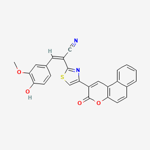 molecular formula C26H16N2O4S B3721786 (2Z)-3-(4-Hydroxy-3-methoxyphenyl)-2-(4-{3-oxo-3H-benzo[F]chromen-2-YL}-1,3-thiazol-2-YL)prop-2-enenitrile 