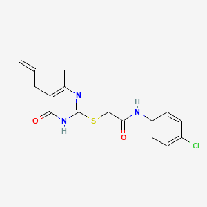 molecular formula C16H16ClN3O2S B3722066 N-(4-chlorophenyl)-2-{[4-hydroxy-6-methyl-5-(prop-2-en-1-yl)pyrimidin-2-yl]sulfanyl}acetamide 