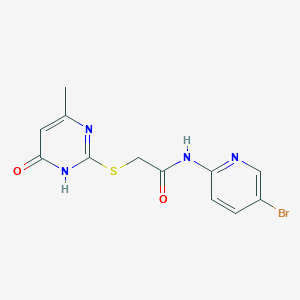 molecular formula C12H11BrN4O2S B3722398 N-(5-bromopyridin-2-yl)-2-[(4-methyl-6-oxo-1,6-dihydropyrimidin-2-yl)sulfanyl]acetamide 