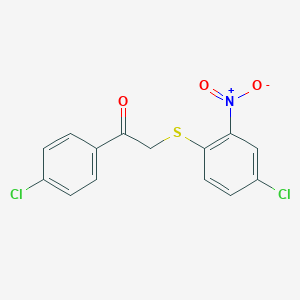 molecular formula C14H9Cl2NO3S B372241 2-({4-Chloro-2-nitrophenyl}sulfanyl)-1-(4-chlorophenyl)ethanone 