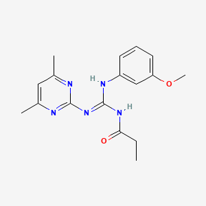 molecular formula C17H21N5O2 B3722462 N-[(Z)-[(4,6-DIMETHYLPYRIMIDIN-2-YL)AMINO][(3-METHOXYPHENYL)AMINO]METHYLIDENE]PROPANAMIDE 
