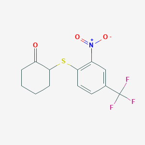 molecular formula C13H12F3NO3S B372249 2-{[2-Nitro-4-(trifluoromethyl)phenyl]sulfanyl}cyclohexanone 