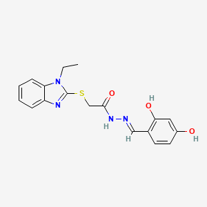 molecular formula C18H18N4O3S B3722590 N'-[(E)-(2,4-dihydroxyphenyl)methylidene]-2-[(1-ethyl-1H-benzimidazol-2-yl)sulfanyl]acetohydrazide 
