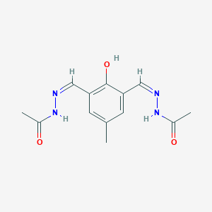 molecular formula C13H16N4O3 B3722915 N-[(Z)-[3-[(Z)-(acetylhydrazinylidene)methyl]-2-hydroxy-5-methylphenyl]methylideneamino]acetamide 