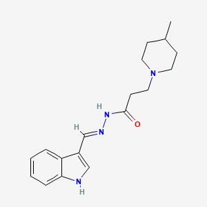 molecular formula C18H24N4O B3722969 N'-[(E)-(1H-INDOL-3-YL)METHYLIDENE]-3-(4-METHYLPIPERIDIN-1-YL)PROPANEHYDRAZIDE 