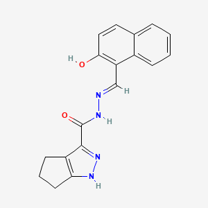 molecular formula C18H16N4O2 B3723098 N'-[(E)-(2-HYDROXYNAPHTHALEN-1-YL)METHYLIDENE]-1H,4H,5H,6H-CYCLOPENTA[C]PYRAZOLE-3-CARBOHYDRAZIDE CAS No. 5322-40-7