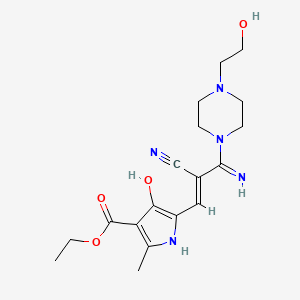 molecular formula C18H25N5O4 B3723514 ethyl 5-[(E)-2-cyano-3-[4-(2-hydroxyethyl)piperazin-1-yl]-3-iminoprop-1-enyl]-4-hydroxy-2-methyl-1H-pyrrole-3-carboxylate 