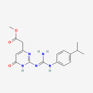 molecular formula C17H21N5O3 B3723597 METHYL 2-(6-OXO-2-{N'-[4-(PROPAN-2-YL)PHENYL]CARBAMIMIDAMIDO}-3,6-DIHYDROPYRIMIDIN-4-YL)ACETATE 