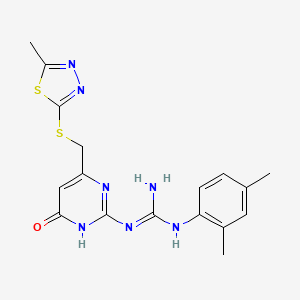 molecular formula C17H19N7OS2 B3723603 N-(2,4-DIMETHYLPHENYL)-N'-(6-{[(5-METHYL-1,3,4-THIADIAZOL-2-YL)SULFANYL]METHYL}-4-OXO-1,4-DIHYDRO-2-PYRIMIDINYL)GUANIDINE 