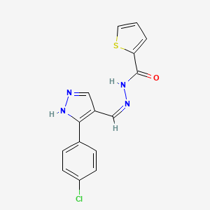 molecular formula C15H11ClN4OS B3723611 N'~2~-{(Z)-1-[3-(4-CHLOROPHENYL)-1H-PYRAZOL-4-YL]METHYLIDENE}-2-THIOPHENECARBOHYDRAZIDE 