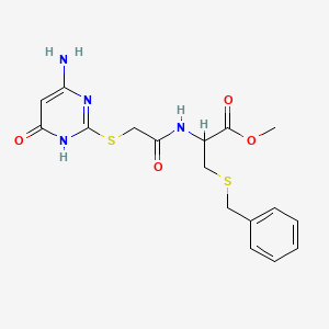molecular formula C17H20N4O4S2 B3723640 METHYL 2-{2-[(4-AMINO-6-OXO-1,6-DIHYDROPYRIMIDIN-2-YL)SULFANYL]ACETAMIDO}-3-(BENZYLSULFANYL)PROPANOATE 