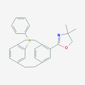 molecular formula C27H27NOS B372372 12-(4,4-Dimethyl-4,5-dihydro-1,3-oxazol-2-yl)tricyclo[8.2.2.2~4,7~]hexadeca-1(12),4,6,10,13,15-hexaen-5-yl phenyl sulfide 