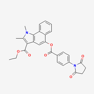 molecular formula C28H24N2O6 B3723759 ETHYL 5-[4-(2,5-DIOXOPYRROLIDIN-1-YL)BENZOYLOXY]-1,2-DIMETHYL-1H-BENZO[G]INDOLE-3-CARBOXYLATE 