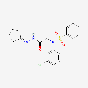 molecular formula C19H20ClN3O3S B3723787 N~1~-(3-CHLOROPHENYL)-N~1~-[2-(2-CYCLOPENTYLIDENHYDRAZINO)-2-OXOETHYL]-1-BENZENESULFONAMIDE 